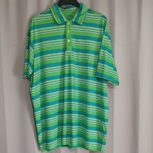 Slazenger XXL Green Teal Stripe Short Sleeve Polo